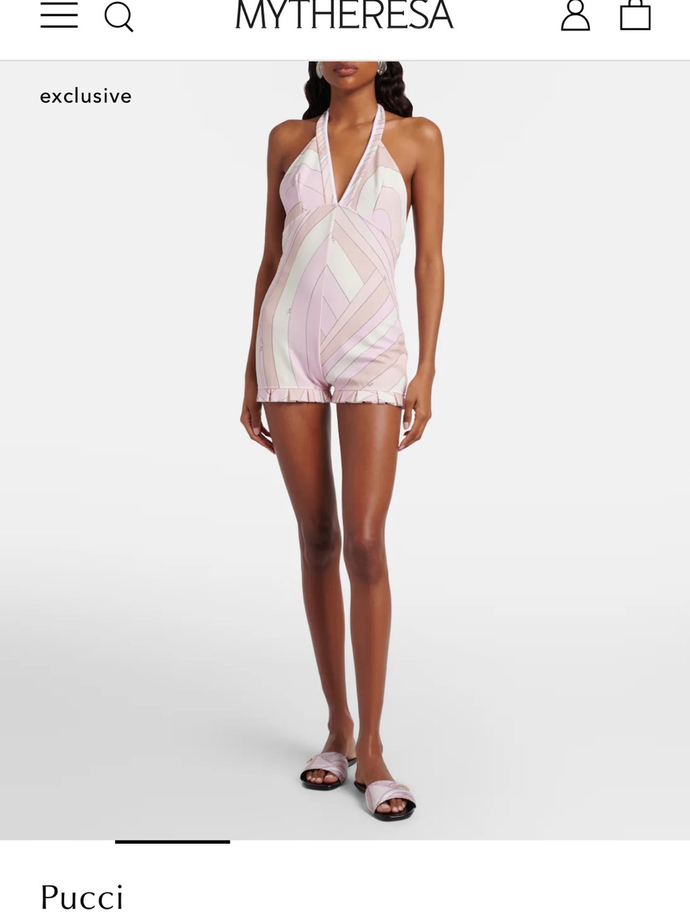 Emilio Pucci Pink & Cream Halter One-Piece - Picture 2 of 3